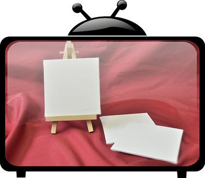 3pcs Canvas Board 10cmX10cm and 1pc Mini Wooden Stand for Oil 