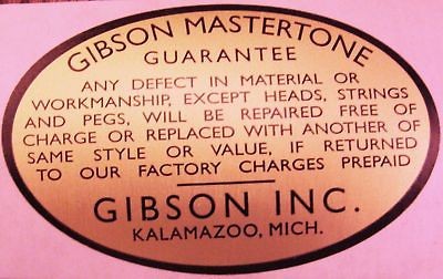 GIBSON BANJO MASTERTONE GUARANTEE KALAMAZOO LABEL