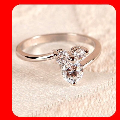   MINI MOUSE CZ White Gold GP New Women Fashion Jewelry Ring Size 8.5