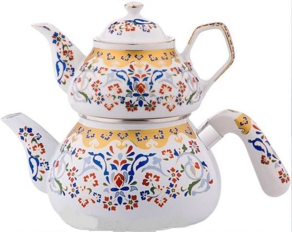   IONAL PORCELAIN&ENAM​EL DOUBLE TEAPOT,TURKISH TEA KETTLES CAYDANLIK