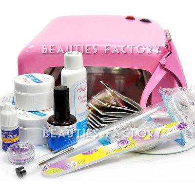 UV GEL NAIL KIT + 36W PINK UV LAMP + CLIPPER + FILE 136