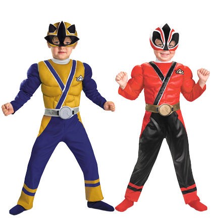   Child TV Show Nick Super Power Rangers Samurai Muscle Gold Red Costume