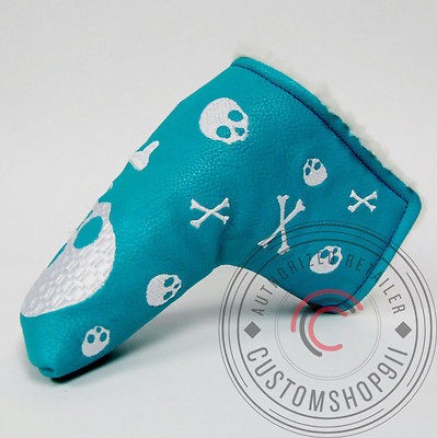   Skull Aqua Blue cover Headcover fits Scotty Cameron blade Golf putter