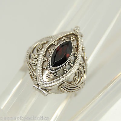 FABULOUS GARNET CREMATION URN RING other sizes STERLING SILVER 