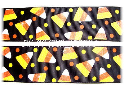 HALLOWEEN GLITTER CANDY CORN CUTIE TRICK TREAT BLING DOTS 