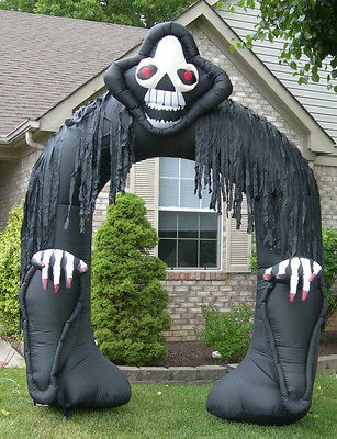 9FT GEMMY AIRBLOWN INFLATABLE HALLOWEEN SKELETON ARCH WAY OUTDOOR 