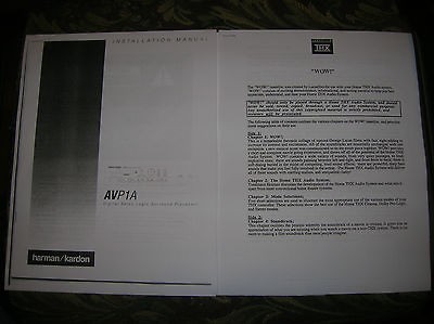 HARMAN KARDON AVP1A SURROUND SOUND PROCESSOR OWNERS MANUALS READ 