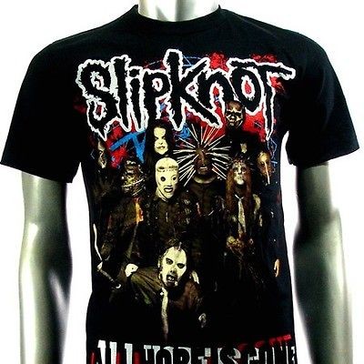Sz L Slipknot T Shirt Biker Heavy Metal Men Punk Rock Men S34