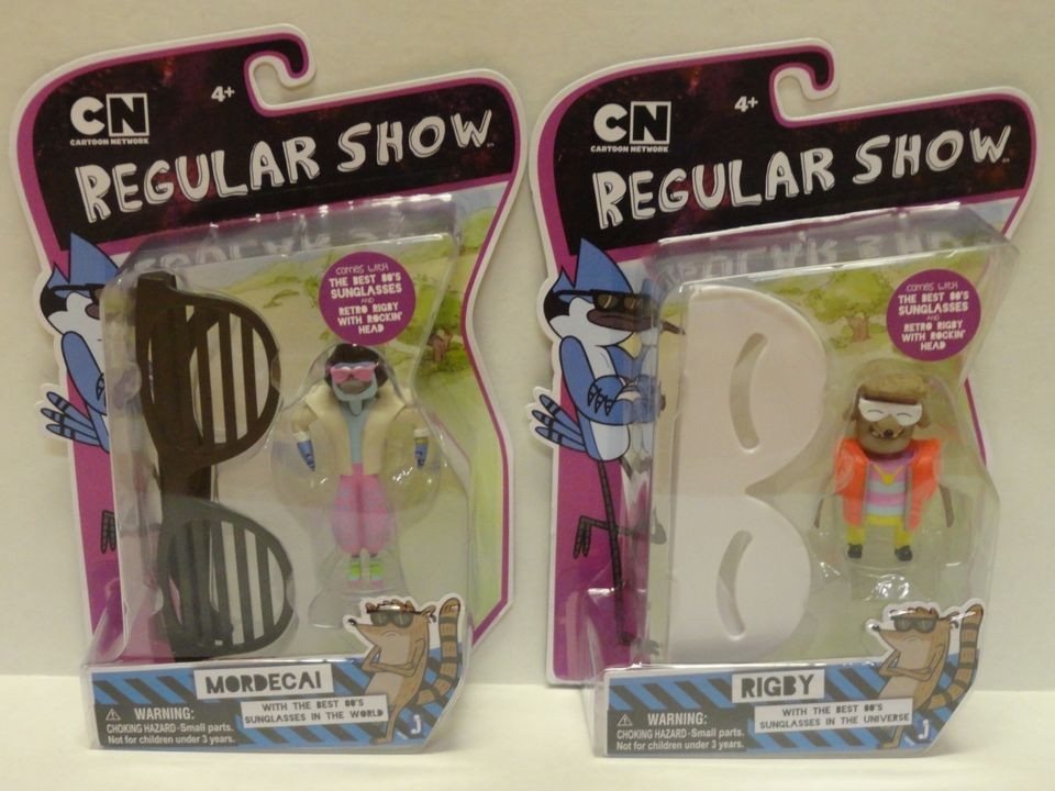   REGULAR SHOW~RETRO RIGBY & MORDECAI~ROCKIN HEAD FIGURES~80s SUNGLASSES