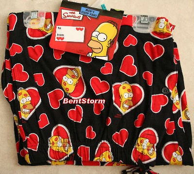 The Simpsons HOMER SIMPSON LOVE HEART KISS LIPS PAJAMAS Lounge Sleep 