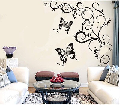 Black Butterfly  Home Decor Stickers Wall Decals B