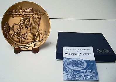 WENDELL AUGUST FORGE SOLID BRONZE CHILDS TOYS COASTER W/ STAND NIB
