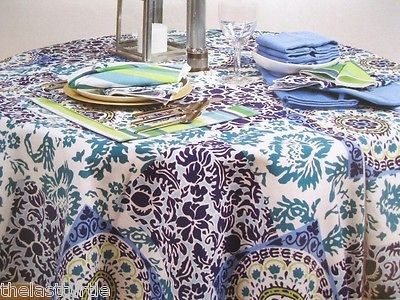   Mosaic Tile FABRIC Patio INDOOR OUTDOOR TABLECLOTH or NAPKINS NIP