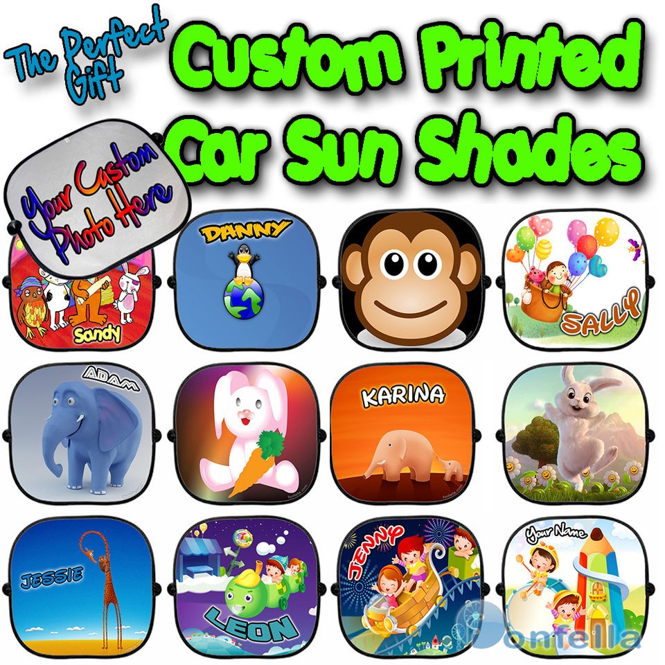 NEW Personalised Children baby Car Sun Shades Window Screen kid full 