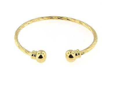 2MM WIDE DIAMON CUT BABY BANGLE BRACELET 24K GOLD EP