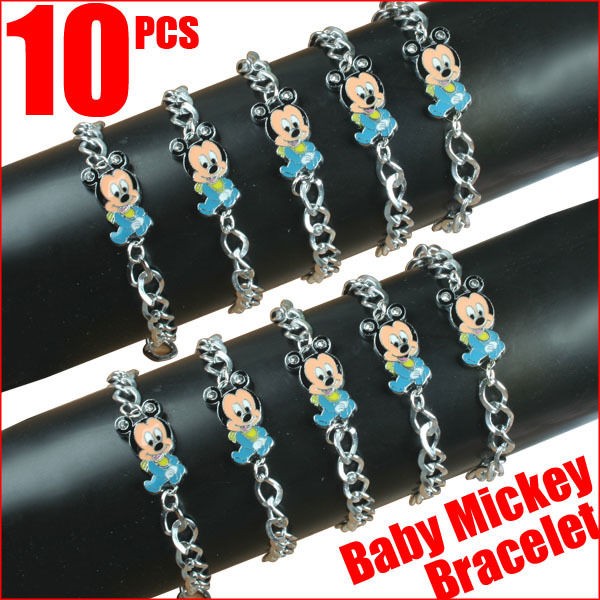 Lot 10pcs Disney Baby Mickey Mouse Bracelets Baby Shower Birthday 