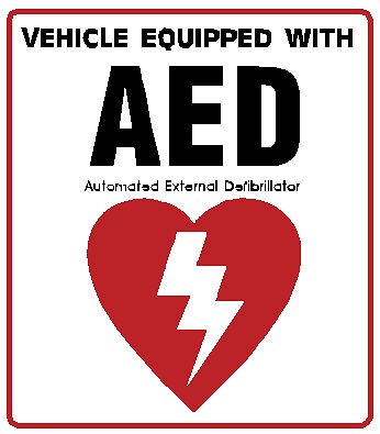 AED automated external defibrillator inside vehicle decal sticker