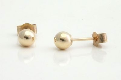 NEW 9ct GOLD 4mm Round Ball Studs Sleeper Earrings