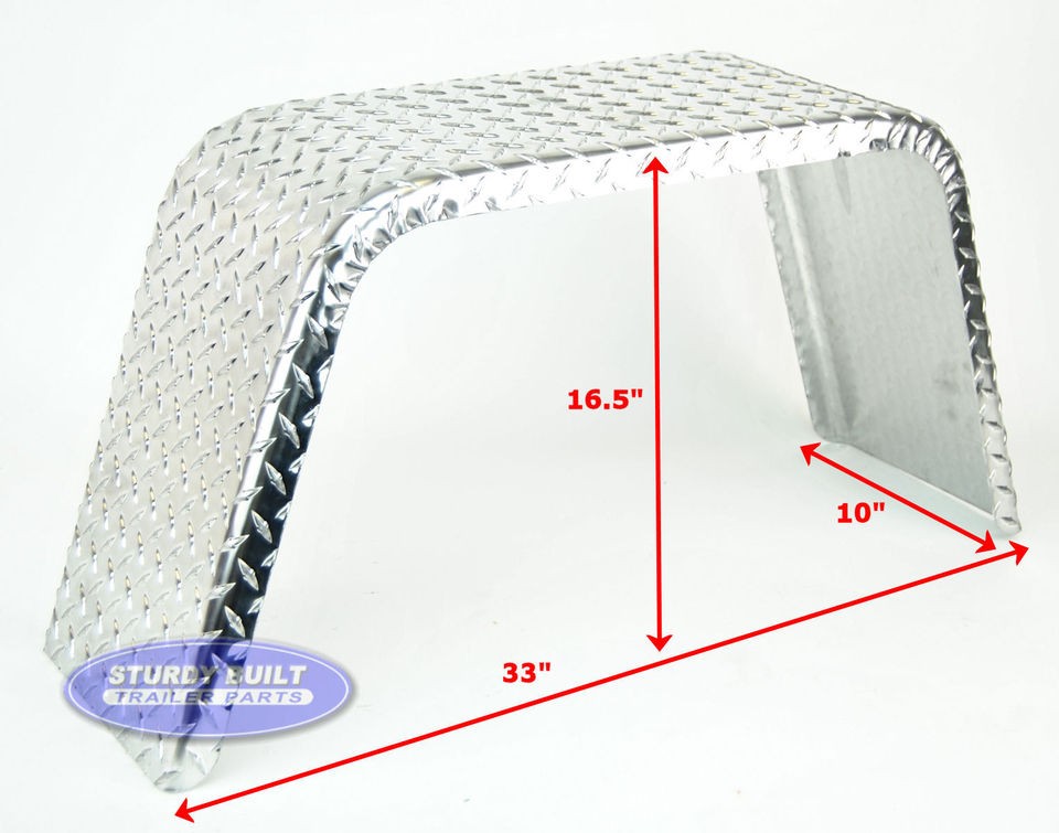 Aluminum Square 14 Gauge Single Axle Boat Trailer Fenders 10 x 