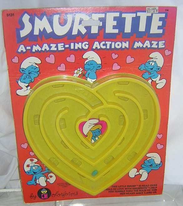 vintage 1980s Pergo SMURFETTE Action Maze MOC Smurf