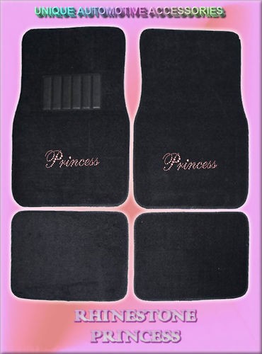 4PC RHINESTONE PINK PRINCESS CARPET FLOOR MATS