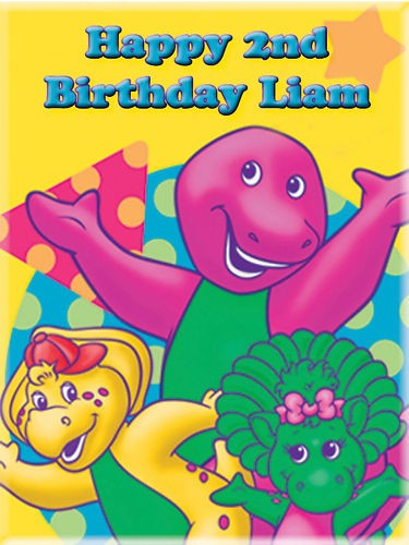 BARNEY Edible CAKE Image Icing Topper Birthday