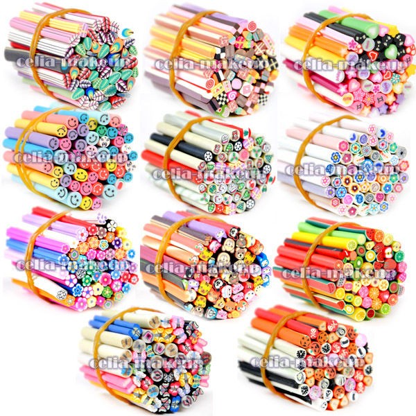 50 NAIL ART  FIMO CANES RODS STICKS STICKER DECORATION