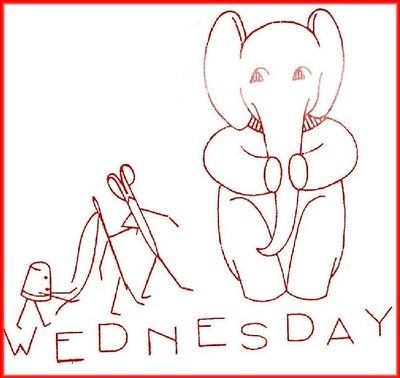 Hand Embroidery Pattern 5516 Days of the Week Elephants for 50s Dish 