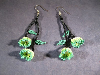 Huichol Beaded Flower Earrings from Mexico item HFE1