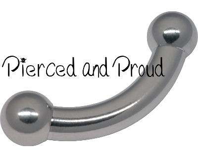   STEEL LARGE GAUGE CURVED BAR / BARBELL ~ prince albert / body piercing