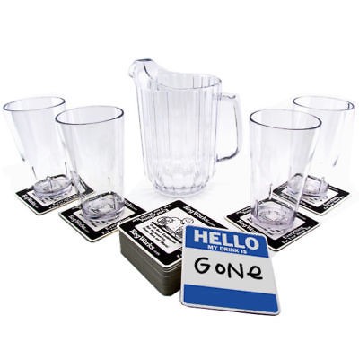 Beer Pitcher & Pint Glass Gift Set   Heavy Plastic   Drink Serving Bar 