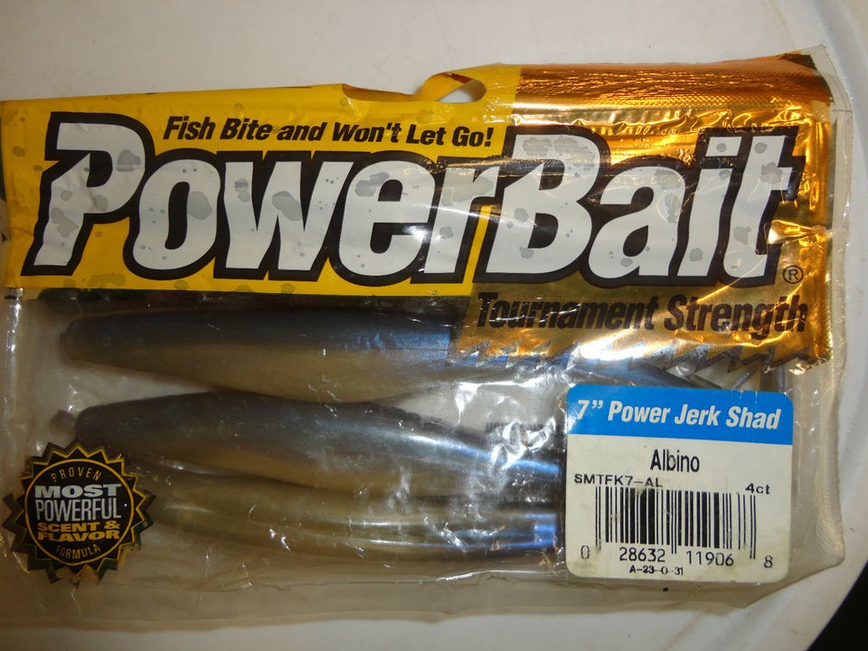 Berkley Powerbait, 7 Power Jerk Shad, Albino, 4 Count (New/Old Stock)