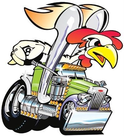 Peterbilt Semi Big Rig Hauler Cartoon T shirt #1039 Truckn Rooster