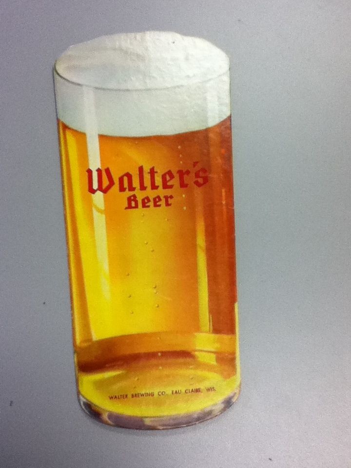 M52 WALTERS BEER SIGN CARDBOARD TACKER SIGN GLASS SHAPE VINTAGE 