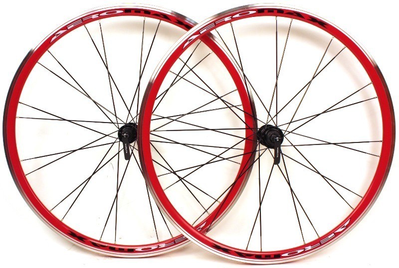  Road Bike Red 700c Aero Clincher Wheels fits Shimano Bicycle 24 Spk