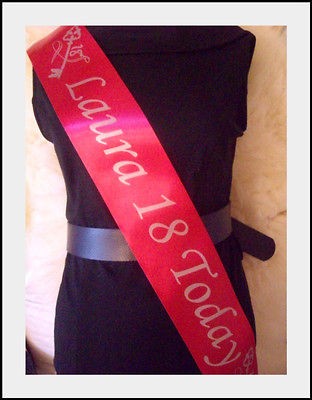 PERSONALISED 18th BIRTHDAY PARTY GIFT SATIN RIBBON SASH COLOUR CHOICE