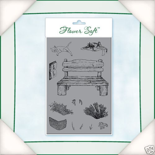 CORNER BENCH Flower Soft Unmounted Rubber Stamps Set