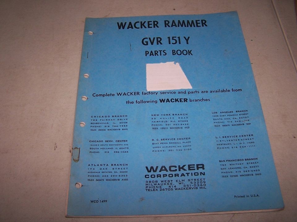 wacker parts in Tools & Light Equipment