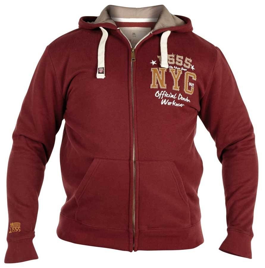 New Mens Big Duke D555 NYC Kingsize Hooded Jacket Maroon Sweatshirt 