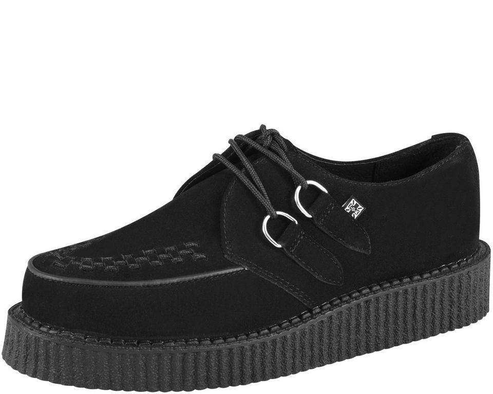 TUK BLACK SUEDE LOW ROUND CREEPER CREEPERS SHOES  A7270