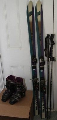   Skis, Boots and Poles   Down hill skis ski equipment women size 6.5