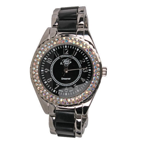 NEW KIRKS FOLLY DAZZLE DREAMER WATCH SILVERTONE/BLA​CK