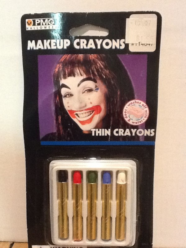SET OF 5 THIN CRAYONS FOR HALLOWEEN MAKEUP, SPOOKY, SCAREY, WASHES OFF