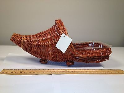 Wicker Cornucopia Horn Of Plenty Basket Thanksgiving Fall Harvest 