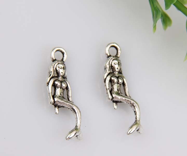 60pcs tibet silver mermaid charms 21mm #1A63 free ship