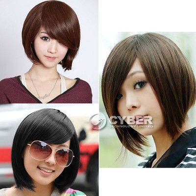   Womens Girls Sexy Short Fashion Straight Hair Wig 3 Colors Available