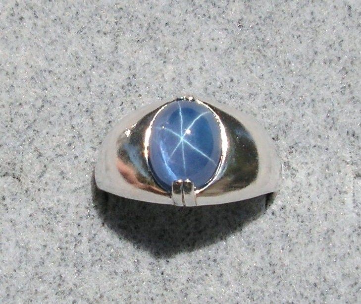 MENS LINDE LINDY TRANSPARENT TWILIGHT BLUE STAR SAPPHIRE CREATED SS 