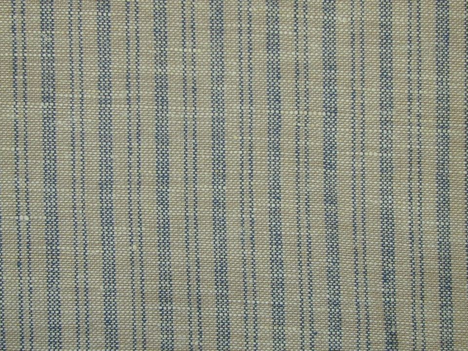   Fabric French Pin Stripe Linen Denim Blue Hever Extra Wide Curtain