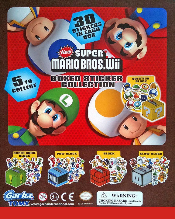 NINTENDO SUPER MARIO BROS. WII BOXED 150PC STICKER COLLECTION 5PC 