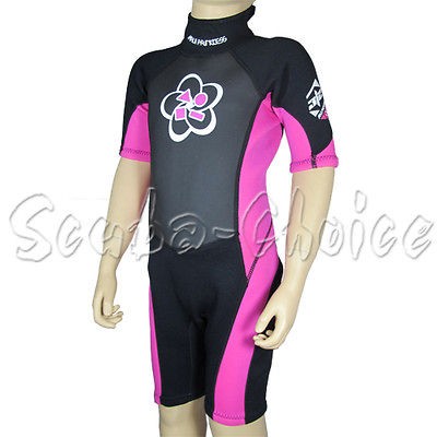 Maui & Sons 3/2 mm Girls Neoprene Short Sleeve Surfing Suit Black 